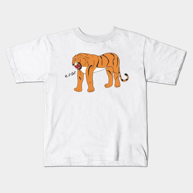 Angry tiger Kids T-Shirt by Alekvik